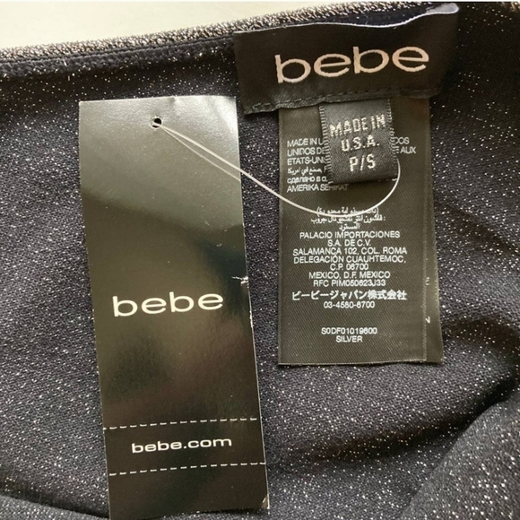 Bebe One Shoulder Bodysuit Women's Metallic Sliver Cutout Shoulder Snaps… - Picture 8 of 16